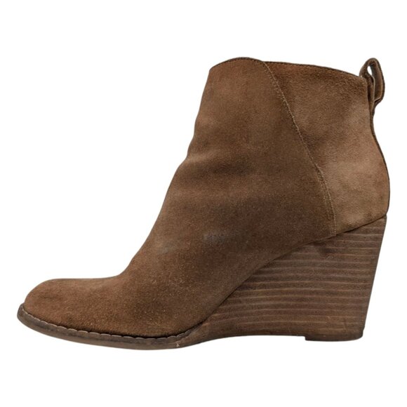 Lucky Brand Yezzah Oiled Suede Booties Womens Honey Brown Ankle Boots Sz 8.5 - Picture 5 of 14